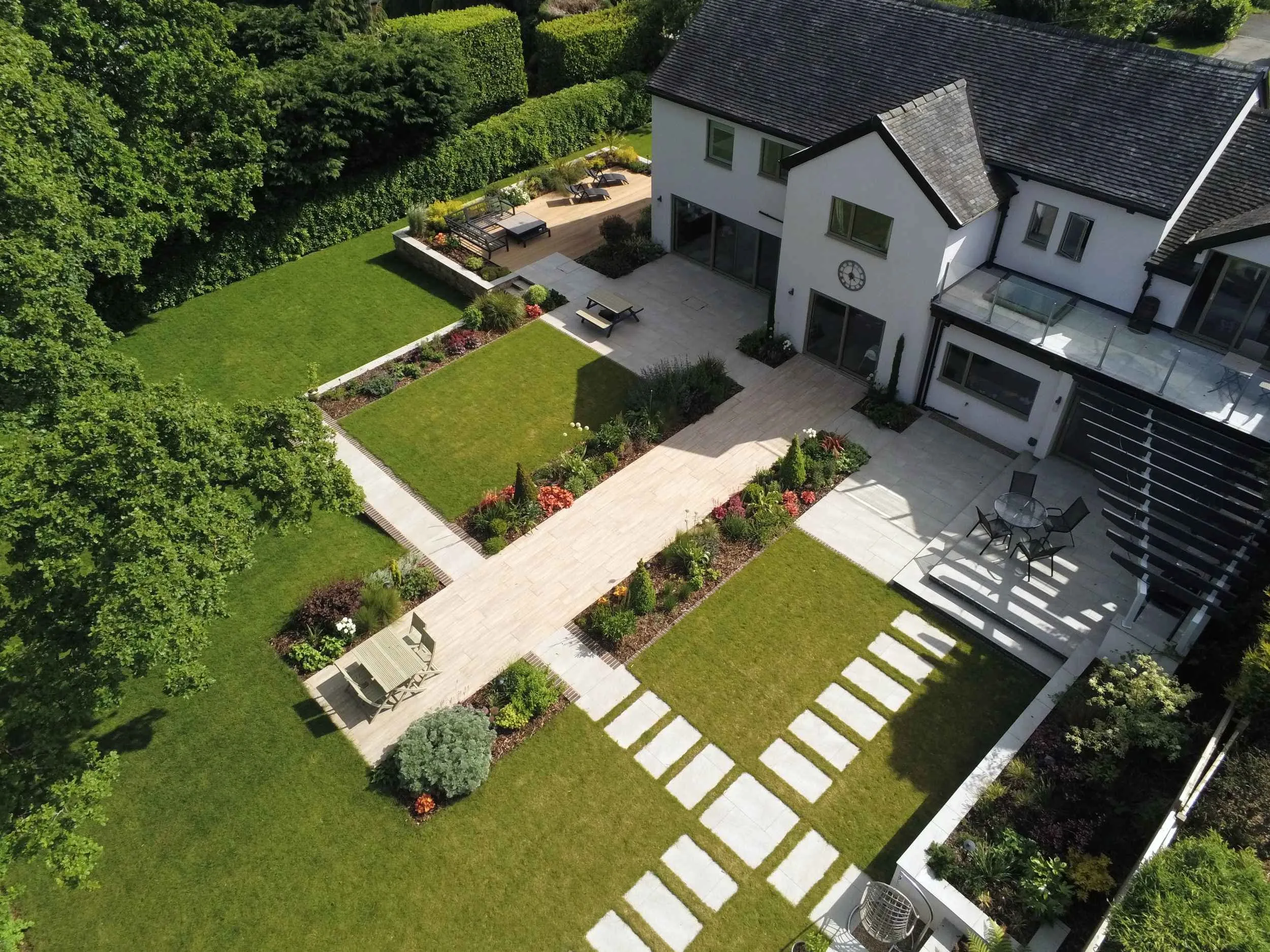 Maintained garden path and planted landscape